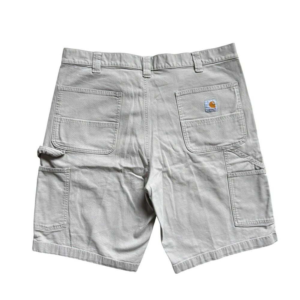 Carhartt Mens Khaki Shorts Size 38 Tan EUC Relaxed Fit Dad Shorts Pockets